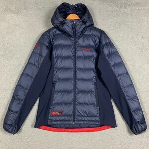 Bergans of Norway Down Jacket Women's Medium Navy Myre Puffer Zip Hooded Winter